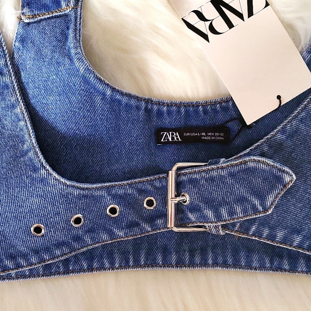 NWT zara buckled denim top - Picture 11 of 13